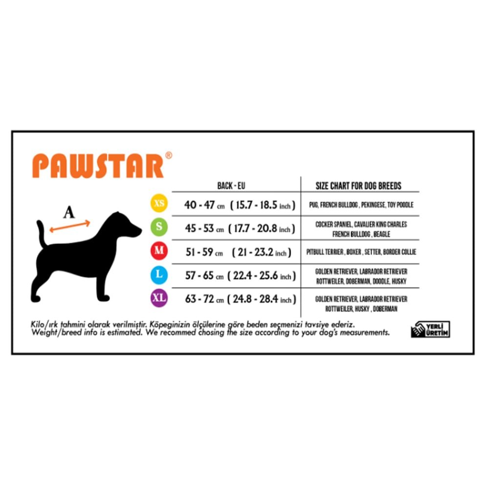 Pawstar Colombia Sarı Su Geçirmez Orta-Büyük Irk Köpek Pratik Yağmurluk M Beden