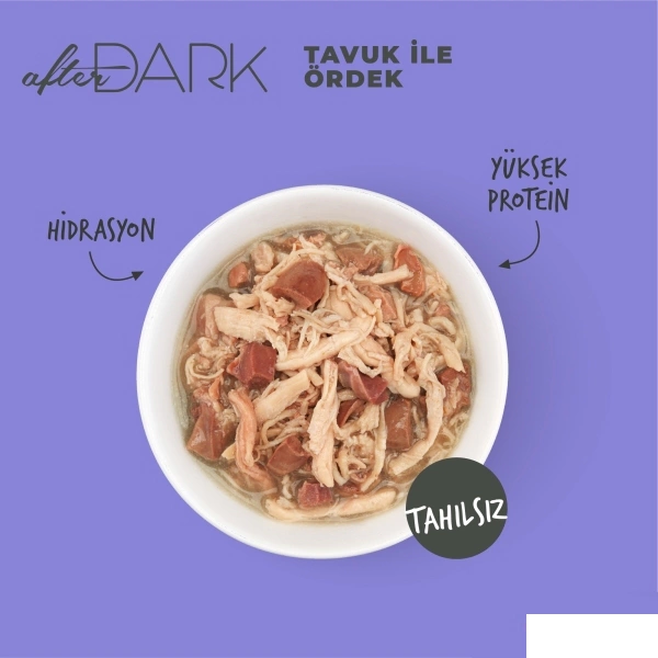 Schesir After Dark Sos içinde Tavuk ve Ördekli Tahılsız Yetişkin Kedi Konservesi 80gr