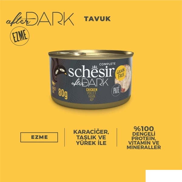Schesir After Dark Pate Tavuklu Yetişkin Kedi Konservesi 80gr