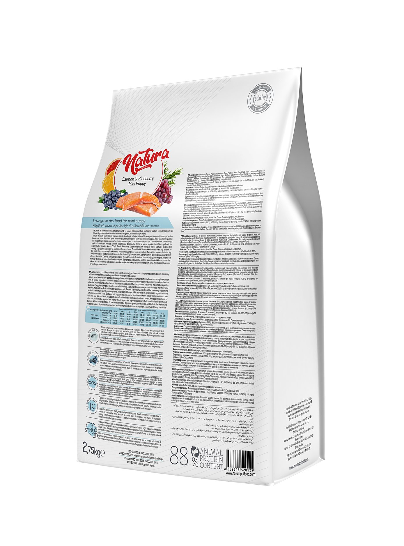 Natura Salmon & Blueberry Mını Puppy Dog Food 2,75 Kg