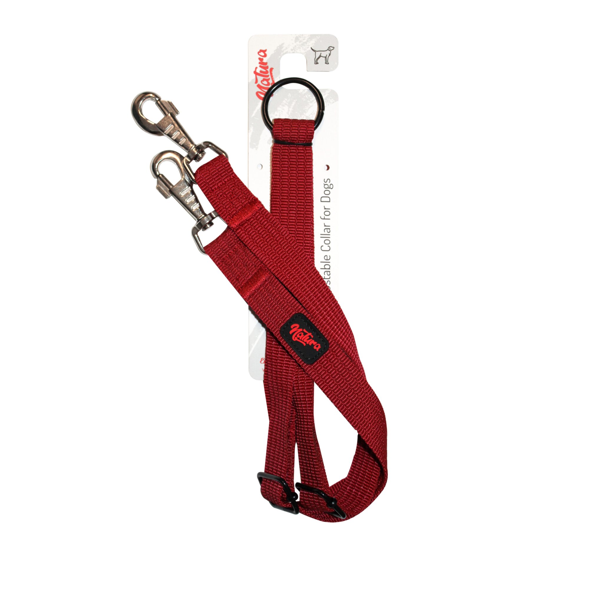Natura İkili Gezdirme Tasma 2,5 cm Kırmızı